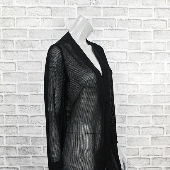 Exclusively MISOOK Women's Black Mesh Long Cardigan Jacket top Size Small - Picture 7 of 10
